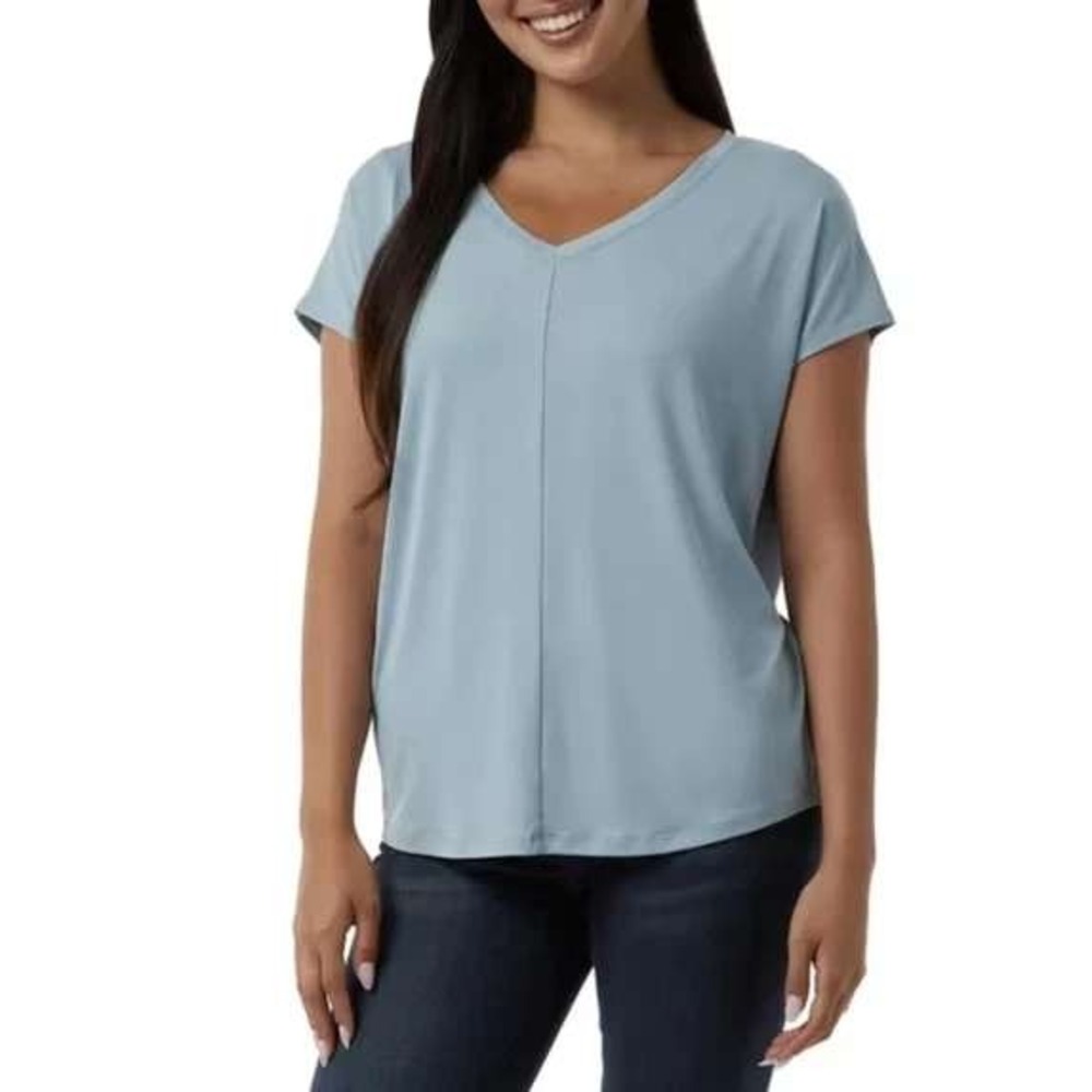 NWT 32 Degrees Cool T-Shirt Women's Medium Blue Modal Blend Casual V-Neck